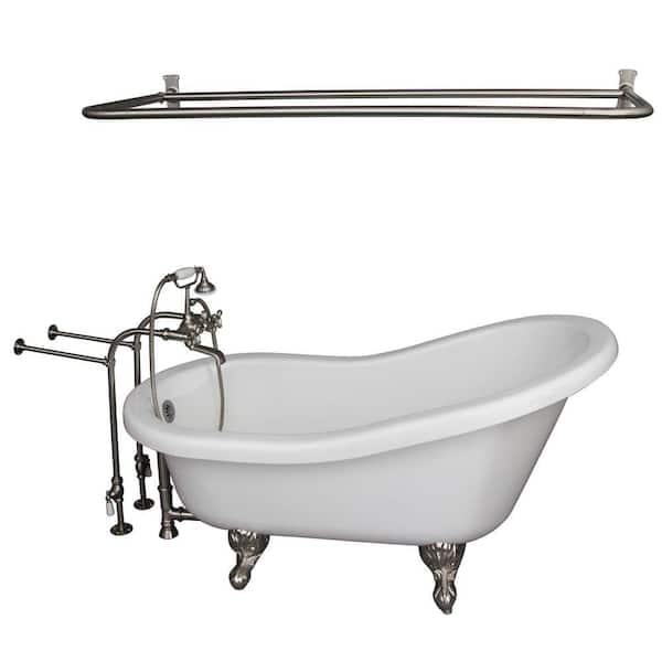 Barclay Products 5 ft. Acrylic Ball and Claw Feet Slipper Tub in White with Brushed Nickel Accessories