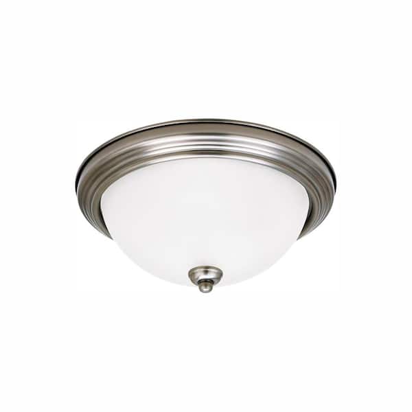 Generation Lighting Ceiling Flush Mount 2-Light Antique Brushed Nickel Flush Mount with LED Bulbs