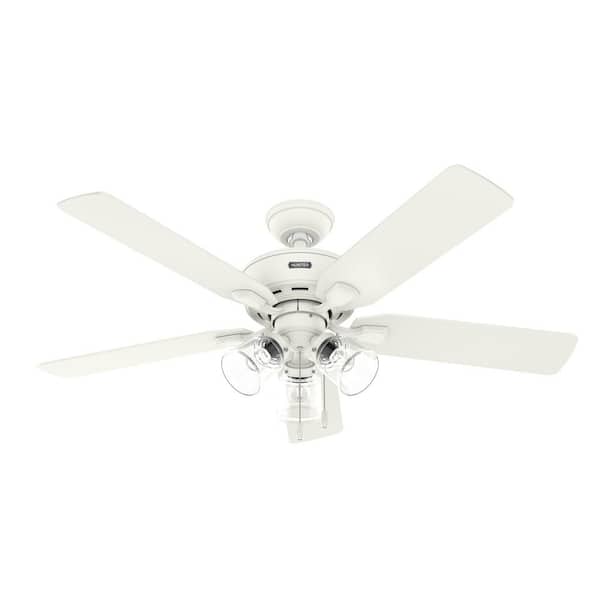 Hunter - Rosner 52 in. Indoor Matte White Ceiling Fan with Light Kit Included