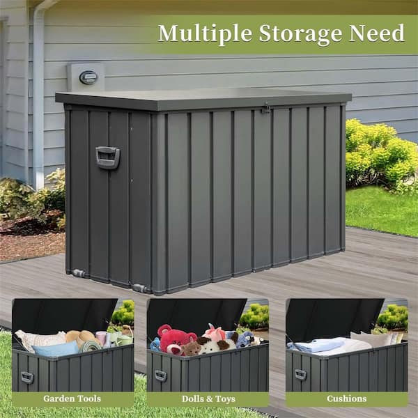 54 in. W x 29 in. D x 33 in. H Gray Steel Outdoor Storage Cabinet, Storage Box, Deck Box, Garden Terrace Courtyard Yard