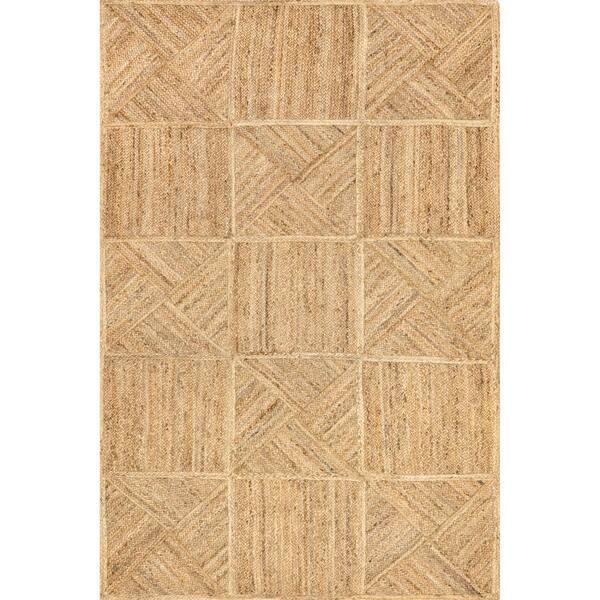 nuLOOM Sheila Modern Geometric Jute Blend Natural 5 ft. x 8 ft. Area Rug