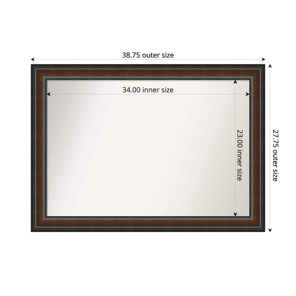 Cyprus Walnut 38.75 in. x 27.75 in. Custom Non-Beveled Wood Framed Bathroom Vantiy Wall Mirror price history on PriceWatchPro
