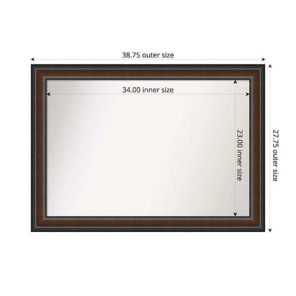 Amanti Art Cyprus Walnut 38.75 in. x 27.75 in. Custom Non-Beveled Wood Framed Bathroom Vantiy Wall Mirror