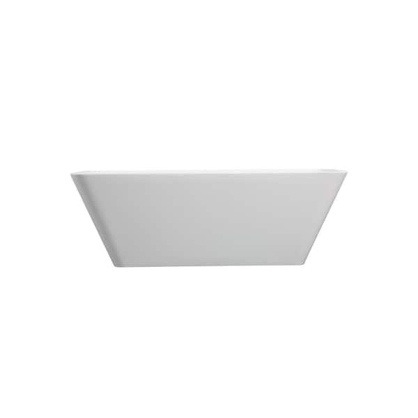 66 in. x 30 in. Soaking Bathtub with Center Drain in Glossy White