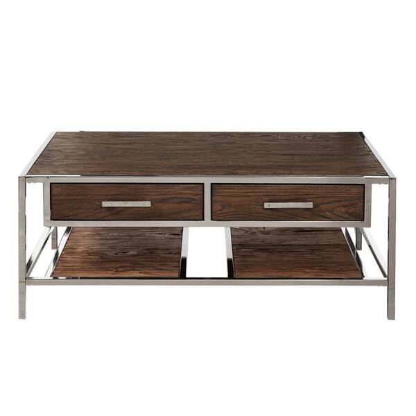Homefare 42 In Brown Large Rectangle Wood Coffee Table With Drawers Ds D153 213 The Home Depot Brown Large Rectangle Wood Coffee Table, Tribeca Coffee Table Williams Sonoma