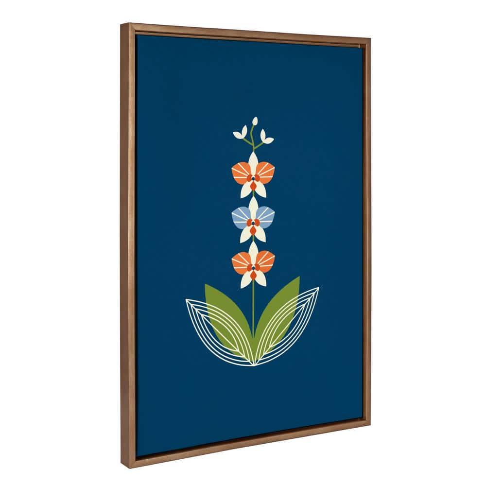 Gold Framed Mid-Century Modern Orchid Canvas Art, 23x33