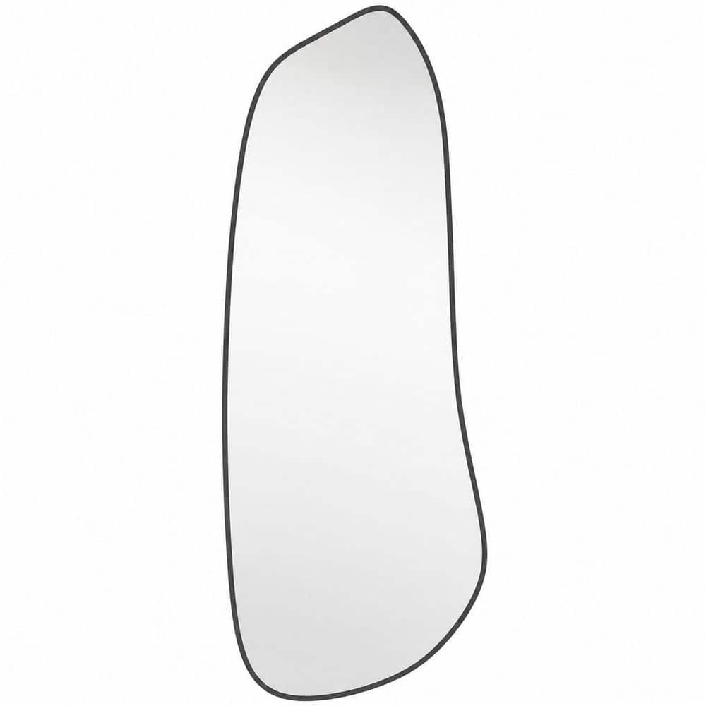 46 in. H x 18 in. W Black Irregular Asymmetrical Frameless-Look Wall Mirror with Raised Shell Frame for Living Room price history on PriceWatchPro