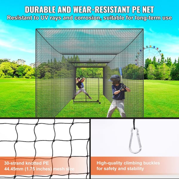 NET ONLY) 8x8x20 Heavy Duty Enclosed Batting Cage Net With Door, Only Net, No Poles And Frame, Professional Softball Baseball Nets For Batting And Pitching, Batting Cages For Backyard - View #8