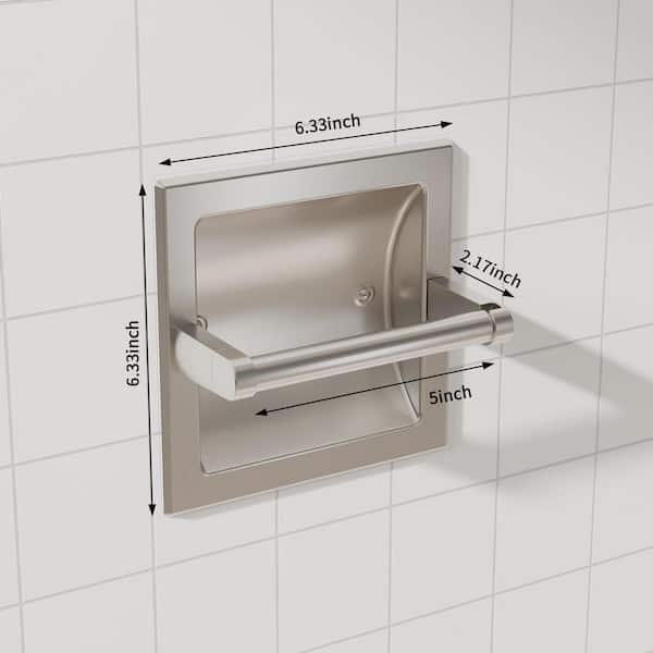 1-Pack Wall-Mount Recessed Toilet Paper Holder in Brushed Nickel, Stainless Steel Pivoting in Wall Toilet Paper Holder