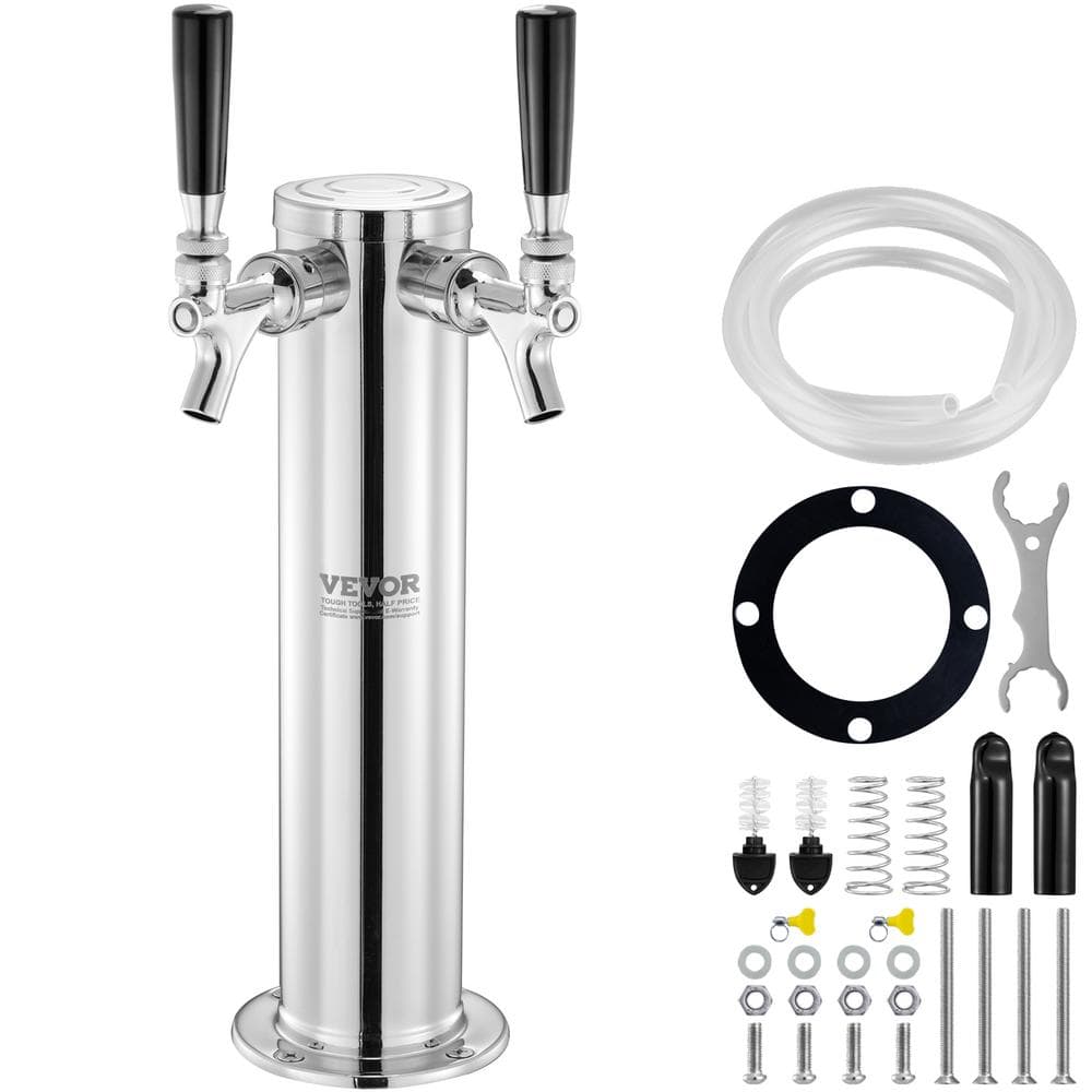 Dual Taps Stainless Steel Beer Dispenser with Chrome-Plated Brass Faucets