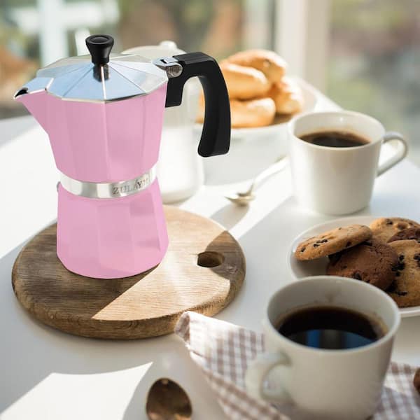 Zulay Kitchen 6-Cup Premium Moka Pot Stovetop Espresso Maker (Pink