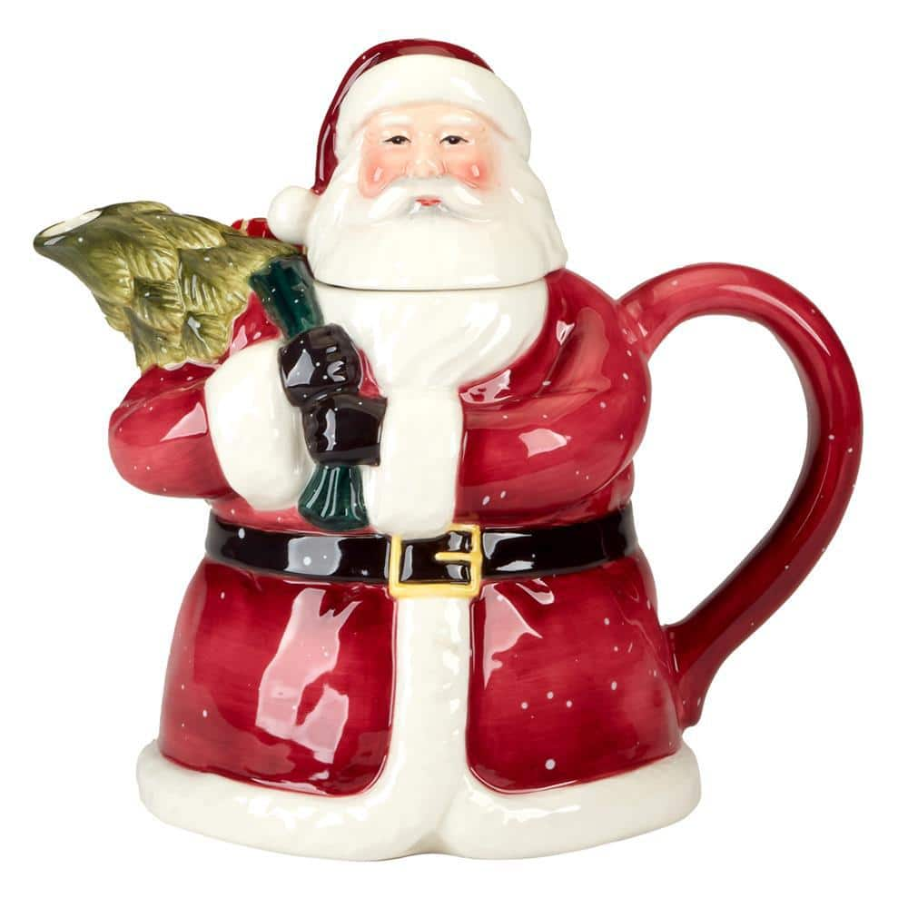 Certified International 1-Cup Earthenware Santa's Secret 3-D Teapot