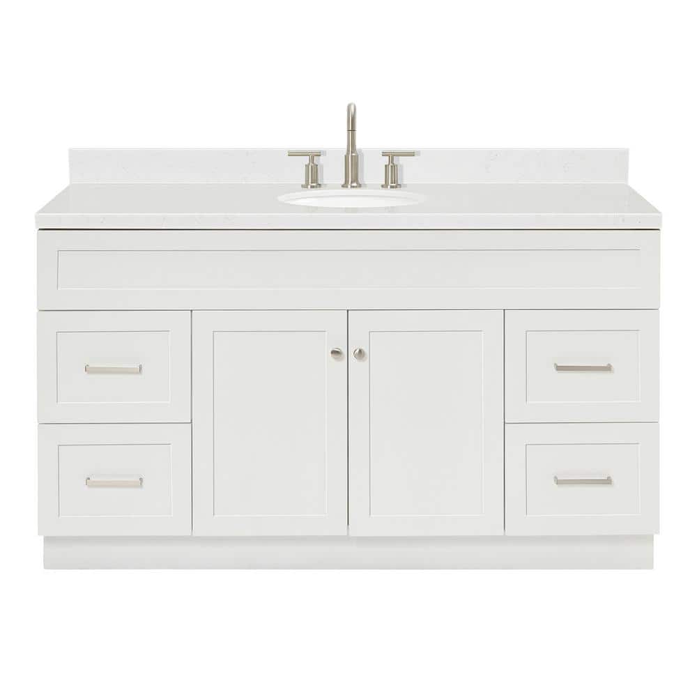Hamlet 60" White Freestanding Single Sink Vanity with Quartz Top