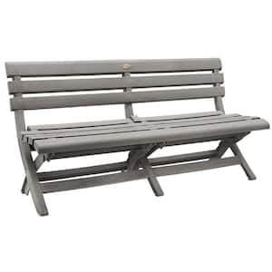 Westport Commercial Folding 3-Person Resin Bench in Barn Gray