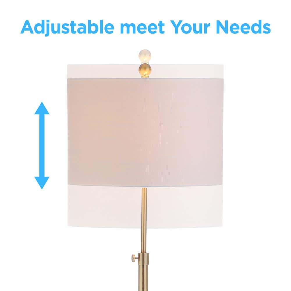 Jonathan Y 65" Adjustable Brass Gold and White Arc Floor Lamp