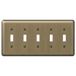 Brass 5-Gang Toggle Wall Plate (1-Pack)
