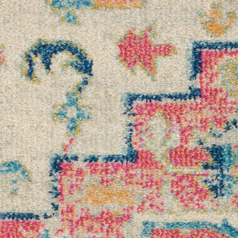 Passion Floral Symphony Blue Rectangular 6'7" x 9'6" Synthetic Rug