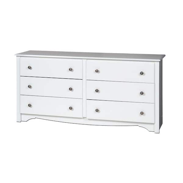 Prepac Monterey 6-Drawer White Dresser