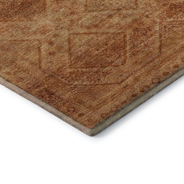 Mayfield Premium Machine Washable Abstract AMF2060 Copper 5 ft. x 7 ft. 6 in. Area Rug