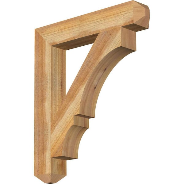 Ekena Millwork 4 in. x 28 in. x 24 in. Western Red Cedar Balboa Craftsman Rough Sawn Bracket