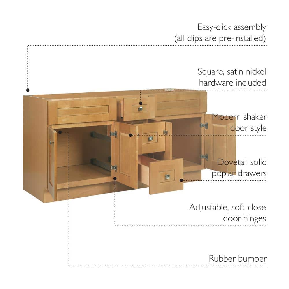Modern Birch 60-Inch Freestanding Bathroom Vanity Cabinet