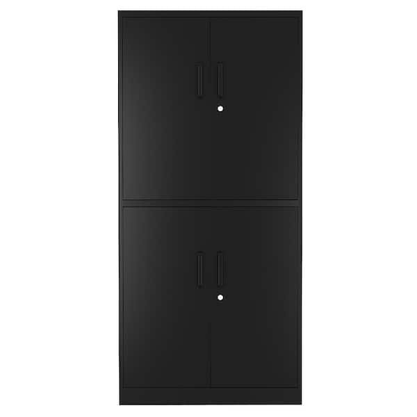 Unbranded Black 4-Doors Metal File Storage Cabinet with Doors