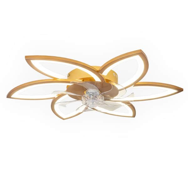 HSC TECHNOLOGY INC Indoor Fan Blade 1.15ft. Gold 29.53 in. Ceiling Fan with Light, 120-Volt, Dimmable with Remote and Exclusive Apps