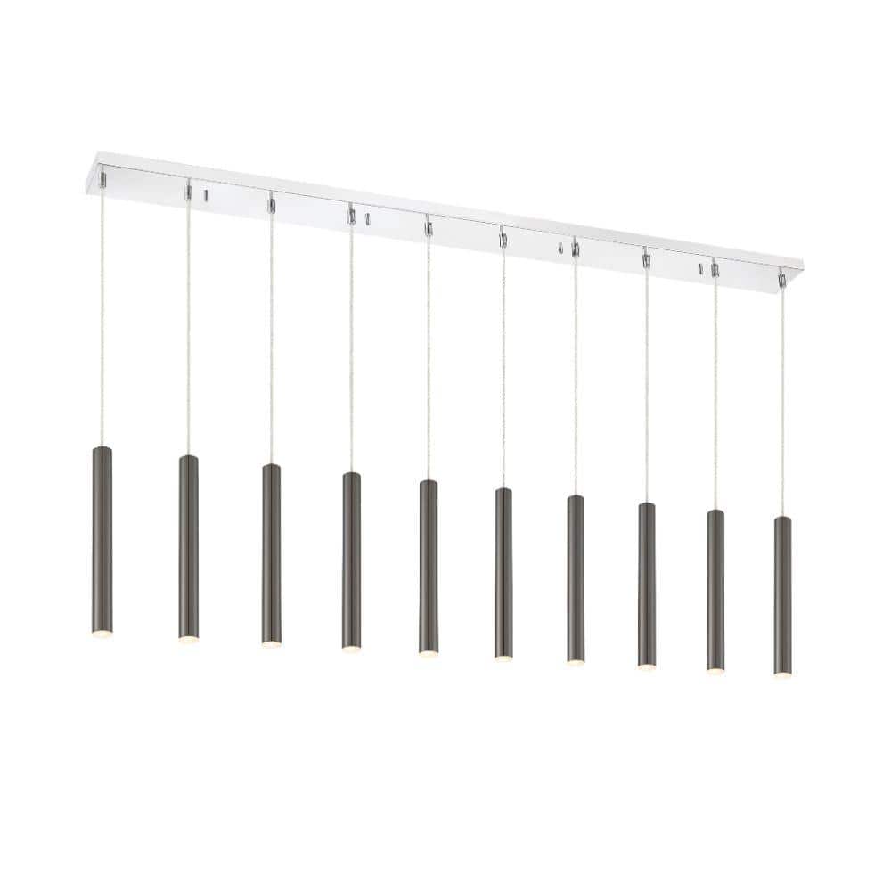 Forest 5-Watt 10-Light Integrated Chrome LED Shaded Chandelier with Pearl B