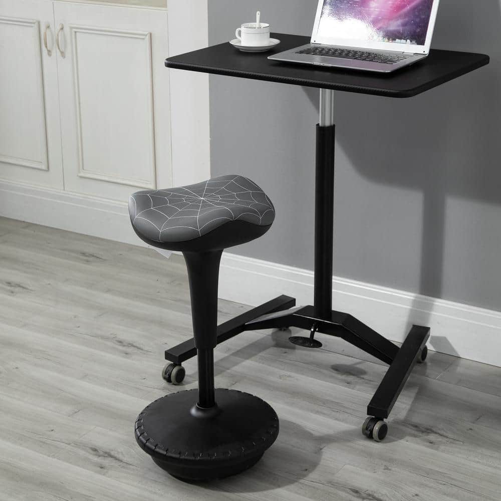 Gray Adjustable Saddle Style Swivel Wobble Stool
