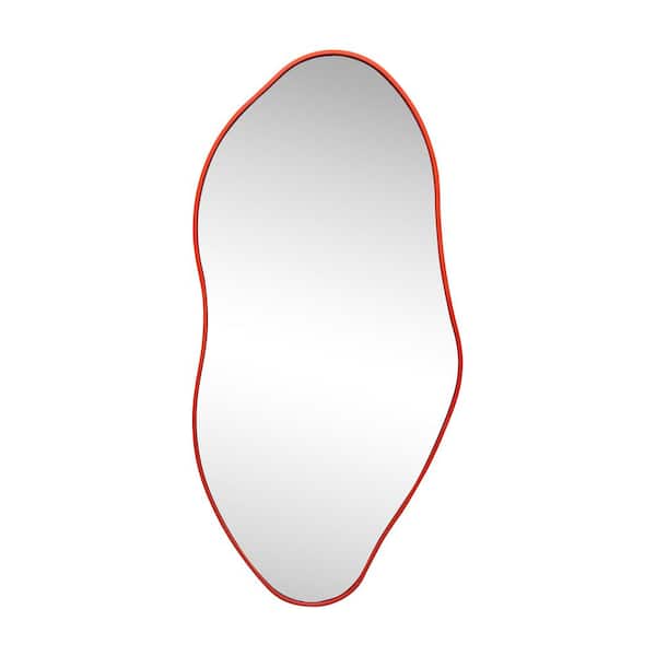 Everly 20 in. W x 42 in. H Large Irregular Framed Decorative Wall Mirror, White