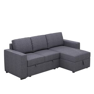 91 in. Width Gray Soild Fabric Twin Sofa Bed
