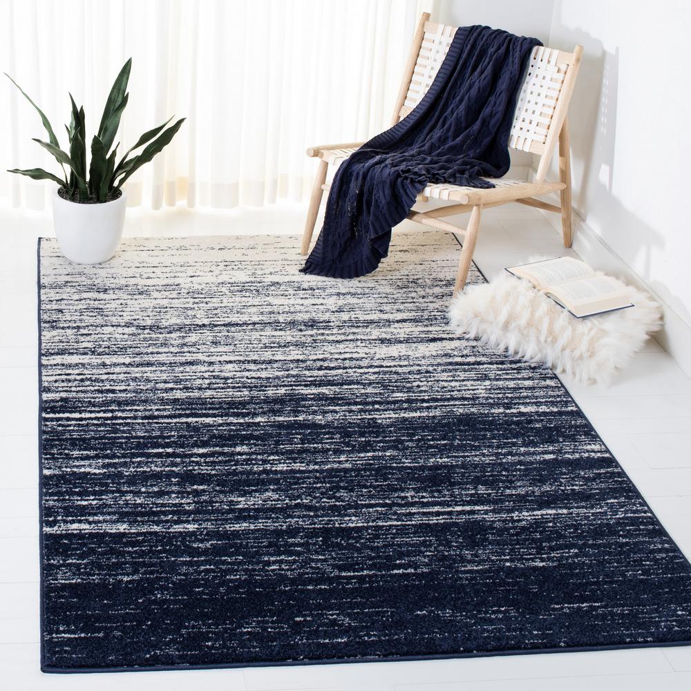 Adirondack Navy/Ivory Solid Color 3 ft. x 4 ft. Striped Area Rug