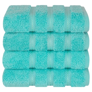 4 Piece 100% Turkish Cotton Hand Towel Set - Turquoise Blue