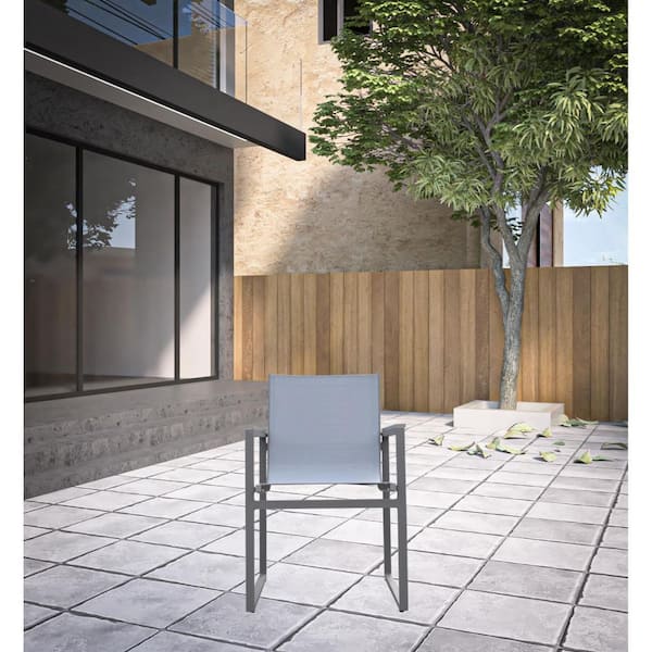 HomeRoots Gray Aluminum Dining Chair without Cushion 2000490270