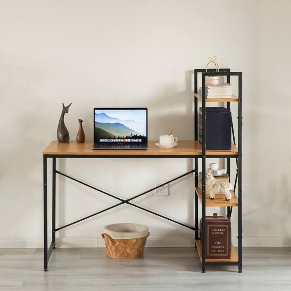 wood and metal home office desk