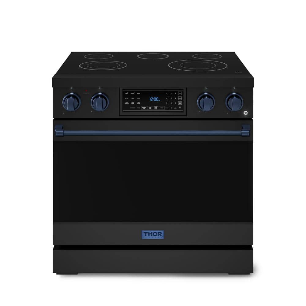 Gordon Ramsay Series 36 in. 5-Burner Elements Freestanding Electric Range in Black/Navy Blue with Conv. and Air Fryer price history on PriceWatchPro