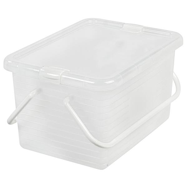 IRIS 21 Qt. Medium Stacking Basket with Handles in Clear