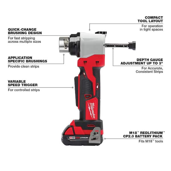 Milwaukee 2935CU-21S M18 Cable Stripper Kit with 17 Cu THHN / XHHW Bushings