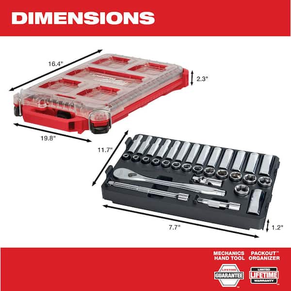 Milwaukee - 3/8 in. Drive SAE/Metric Ratchet and Socket Mechanics Tool Set with PACKOUT Case (60-Piece)