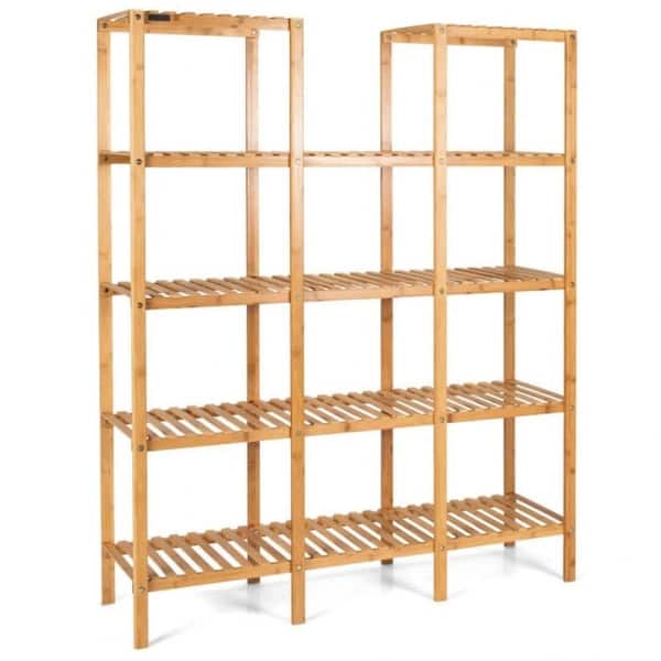 Multifunctional Bamboo Wood Shelf Flower Plant Display Stand.