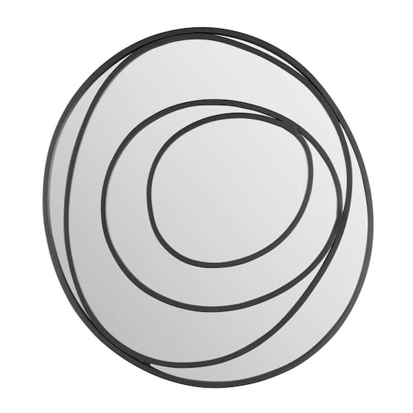 DANYA B Sonya 23.5 in. W x 25.5 in. H Metal Contemporary Continuous Circles Wall Mirror with Black Accents
