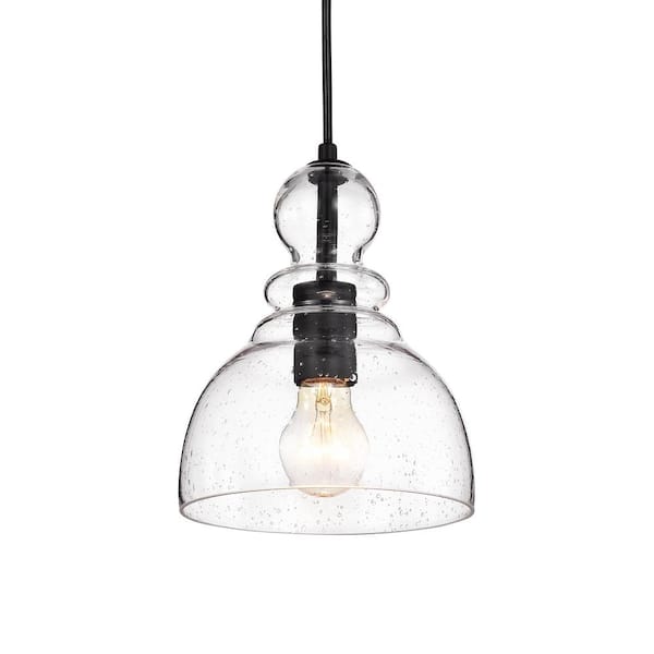 Warehouse of Tiffany 9.2 in. Nefelt 1-Light Matte Black Pendant Light