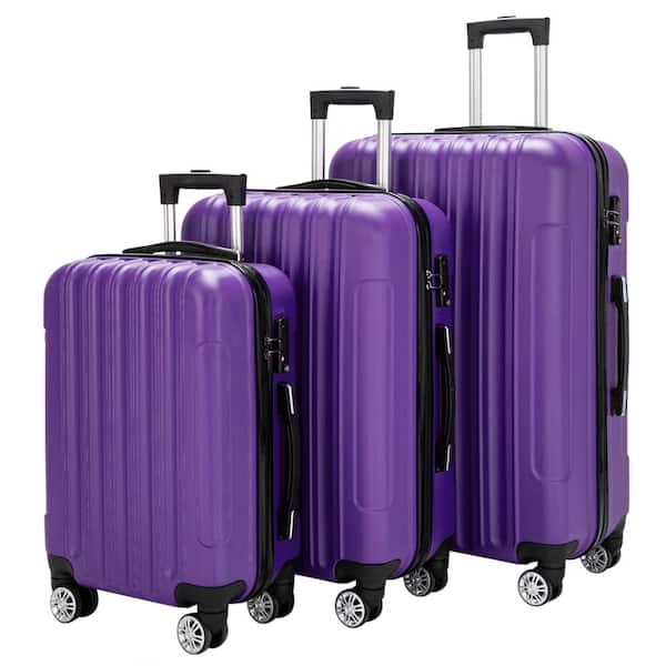 home 3-Piece Purple Large Traveling Spinner Set 302992573921 - The Depot