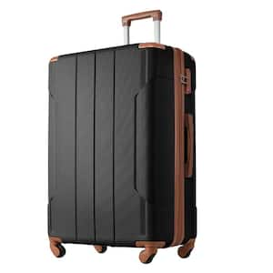 25.10 in. Black Brown Light-Weight Hardshell Luggage Spinner Suitcase with TSA Lock (Single Luggage)