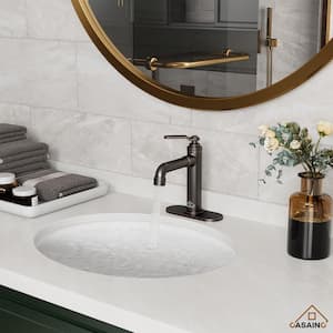 Single Handle Deck Mounted Bathroom Faucet with Deckpalte and Pop-up Drain in Oil Rubbed Bronze