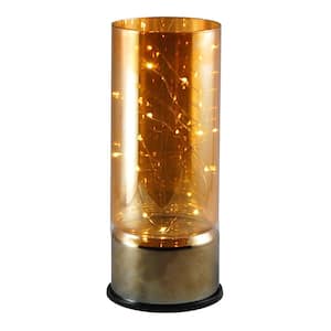 Amber Glass Lantern with Mini String Lights