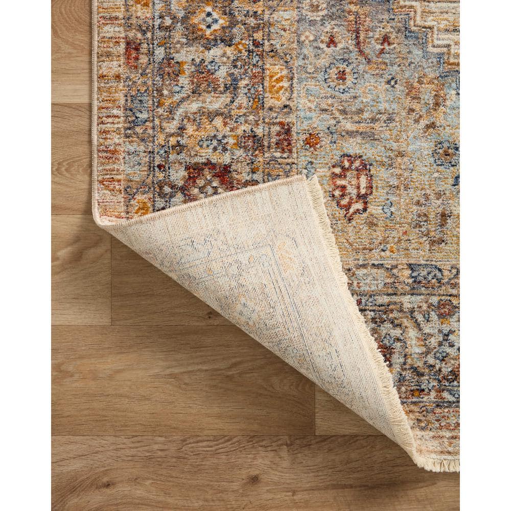 Sorrento Vintage Blue 9'6" x 13'1" Power-Loomed Polyester Area Rug
