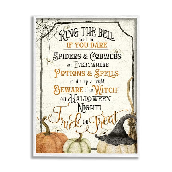 Stupell Industries Vintage Trick or Treat Sign by Deane Beesley 1 Piece Framed Graphic Print Typography Poster Art Print 30 in. x 24 in.
