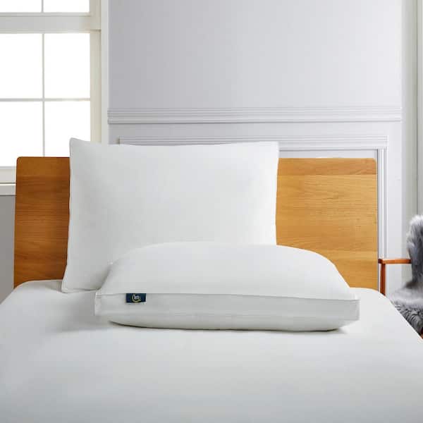 233-Thread Count White Goose Feather Side Sleeper Medium Firm and White Goose Down Fiber Jumbo Size Pillow (2-Pack)