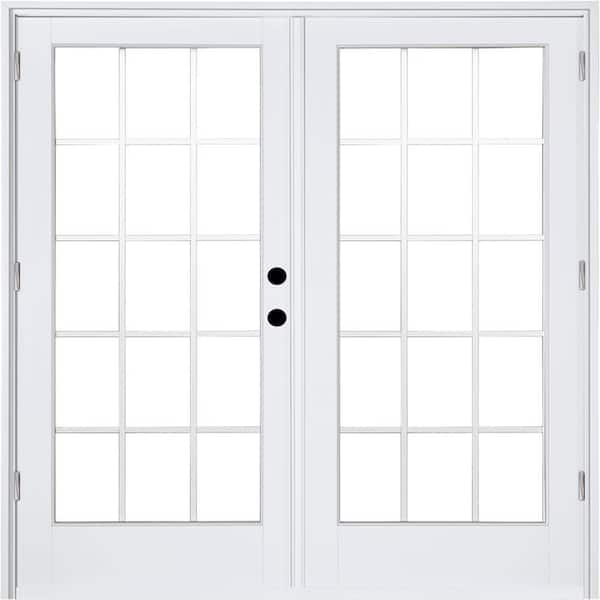 MP Doors 72 in. x 80 in. Fiberglass Smooth White Left-Hand Outswing Hinged Patio Door with 15-Lite GBG